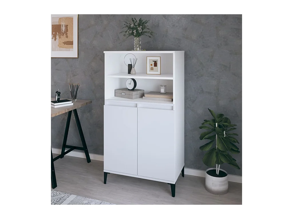 Buffet haut Blanc 60x36x110 cm Bois d'ingénierie