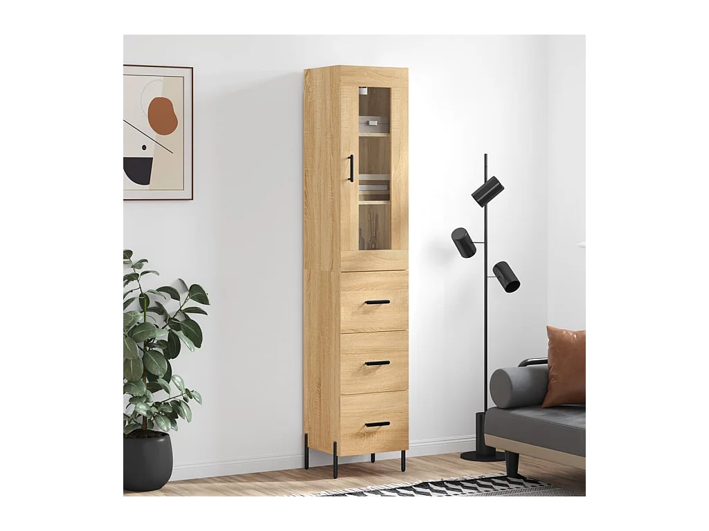 Buffet haut Chêne sonoma 34,5x34x180 cm Bois d'ingénierie