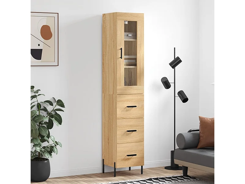 Hoog dressoir Sonoma eiken 34,5x34x180 cm Technisch hout