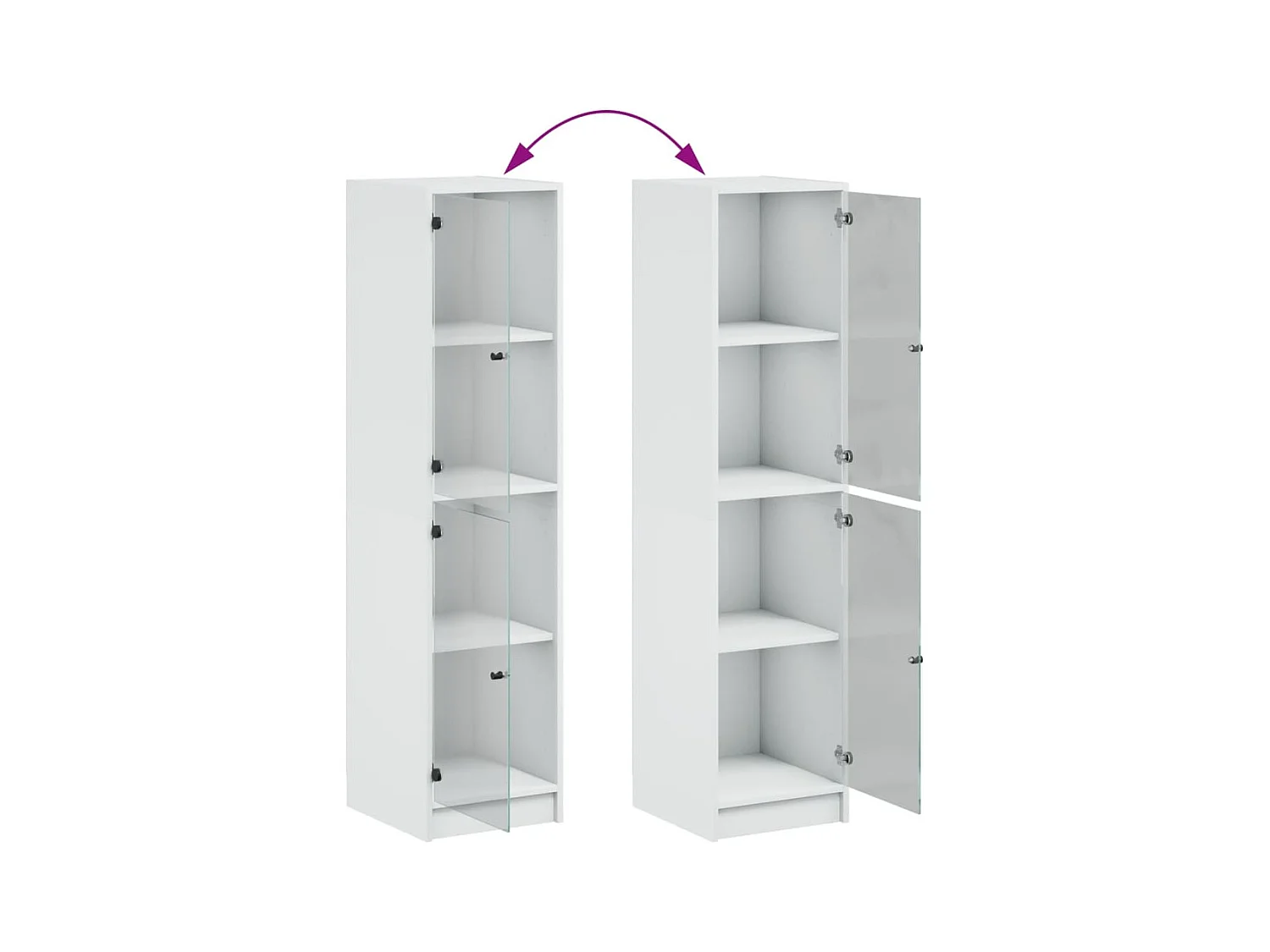 Buffet avec portes en verre blanc 35x37x142 cm