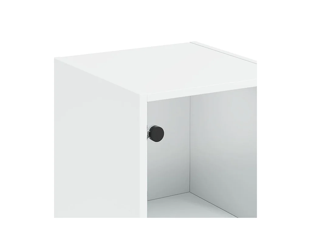 Buffet avec portes en verre blanc 35x37x142 cm