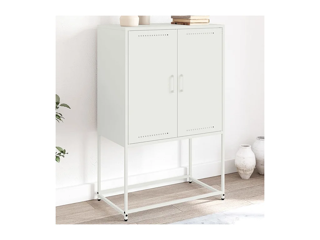 Credenza alta bianca 68,5x38,5x107 cm in acciaio