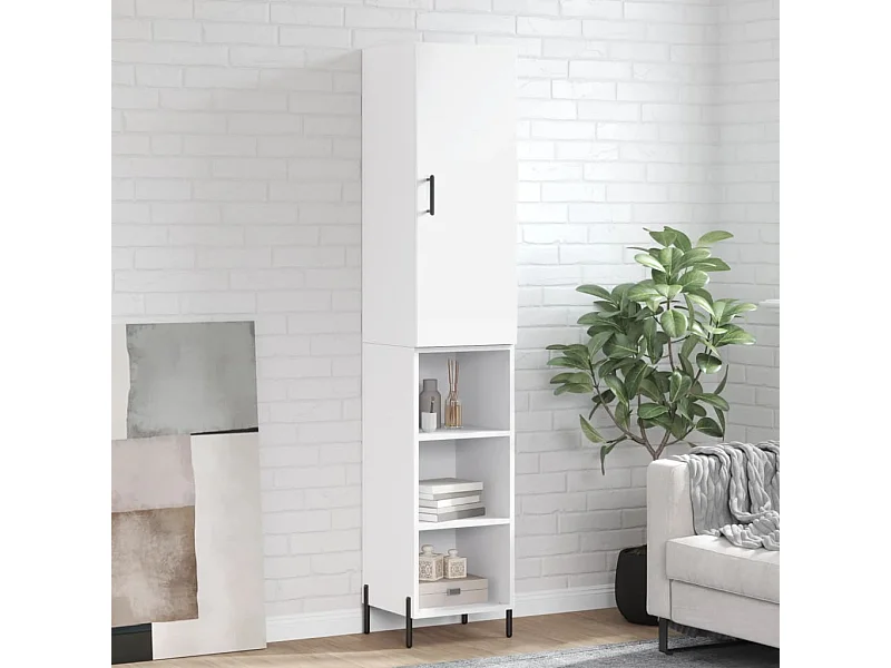 Buffet haut Blanc 34,5x34x180 cm Bois d'ingénierie