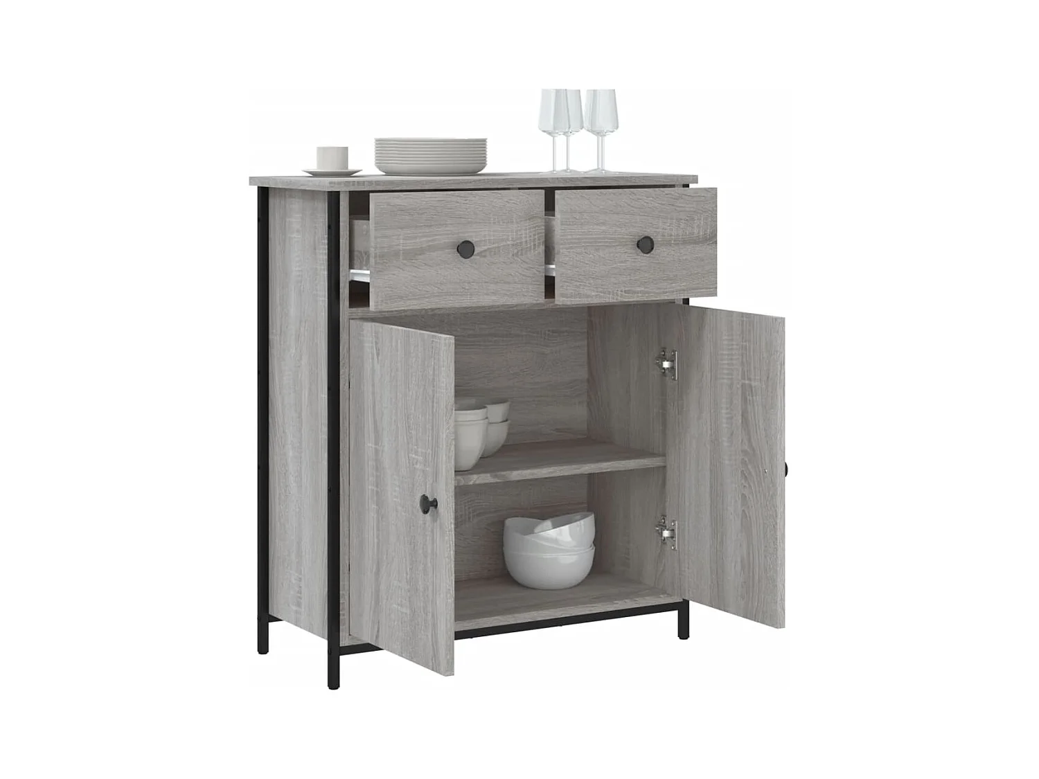 Buffet sonoma gris 70x30x80 cm bois d'ingénierie