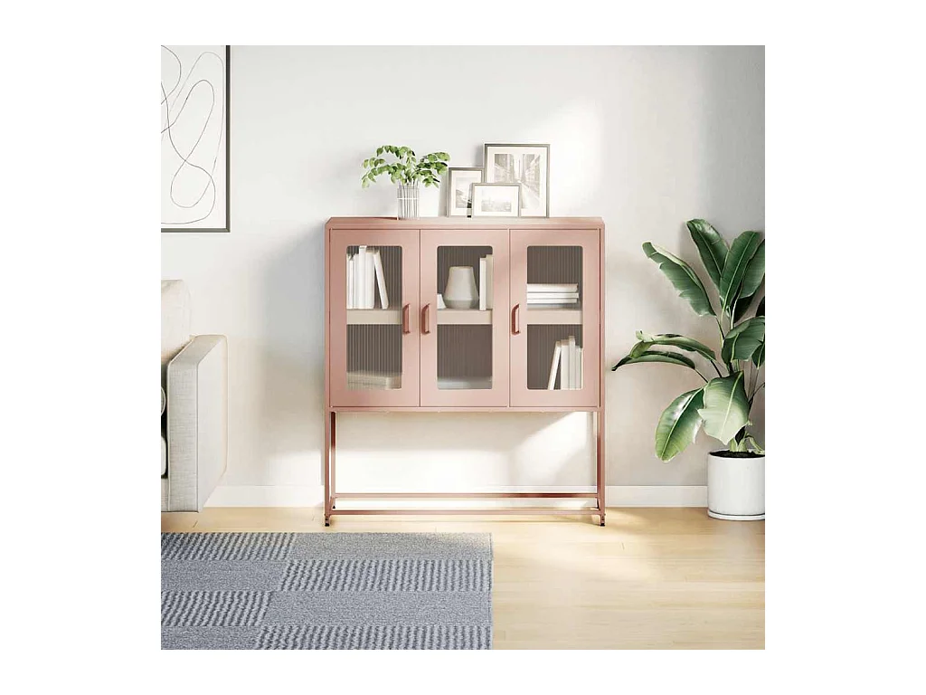 Buffet rose 100,5x39x107 cm acier laminé à froid