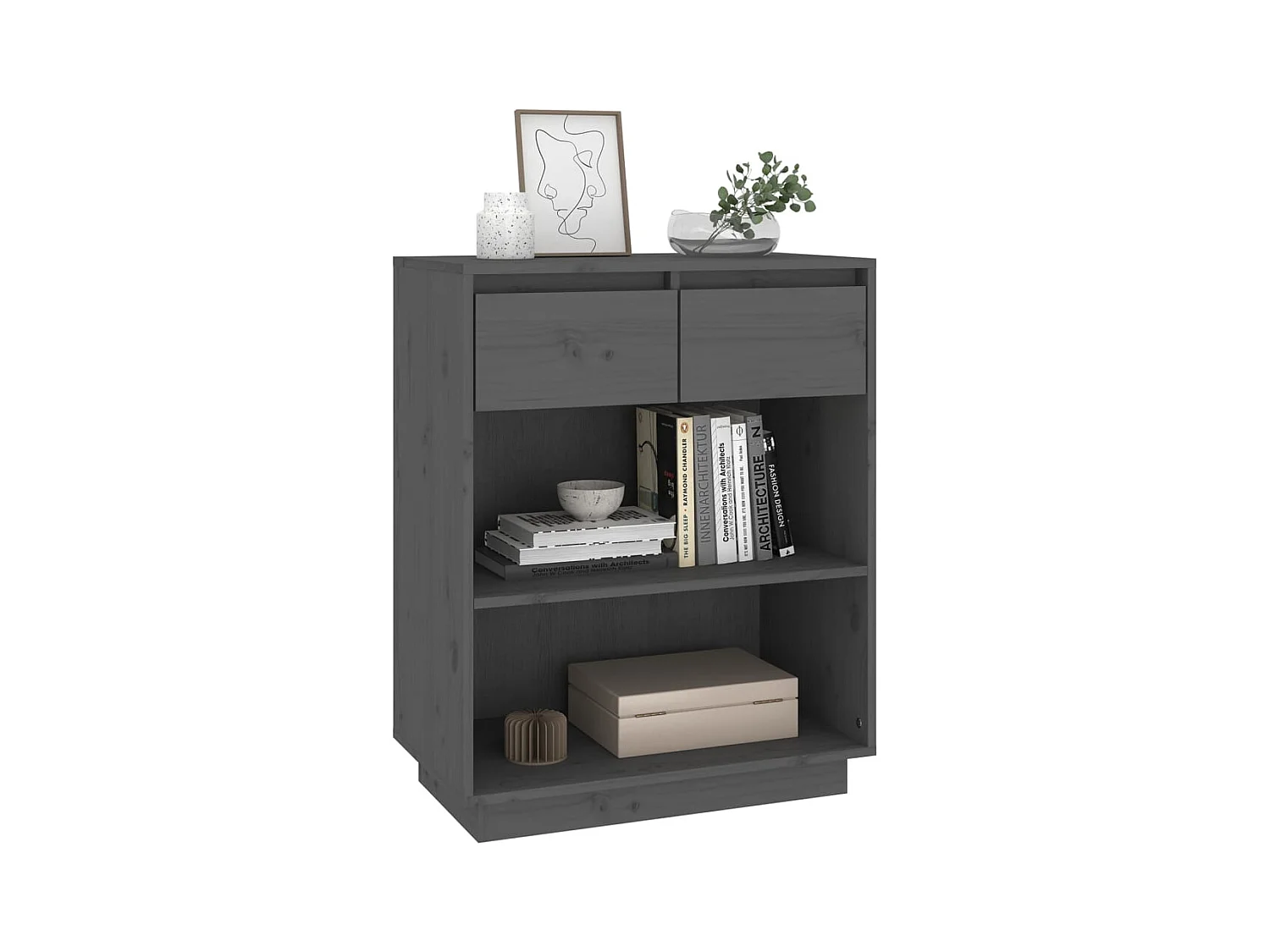 Armoire console Gris 60x34x75 cm Bois de pin solide