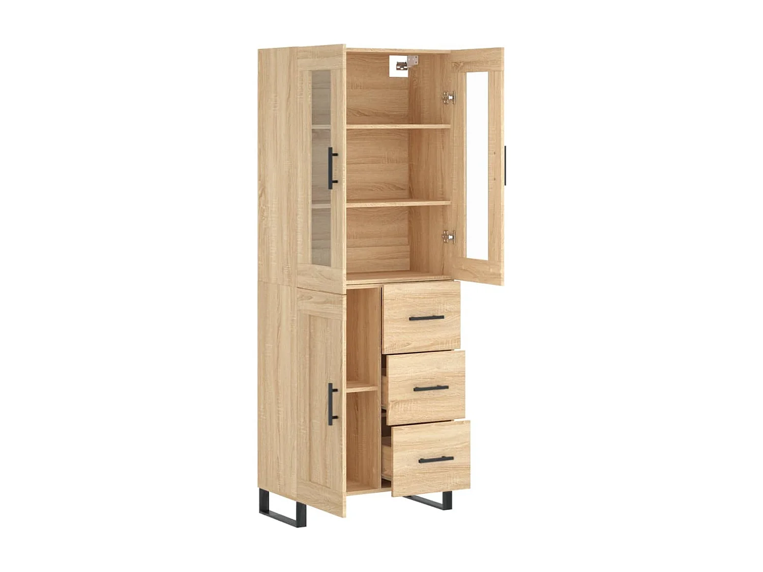 Credenza alta in rovere Sonoma 69,5x34x180 cm Legno ingegnerizzato