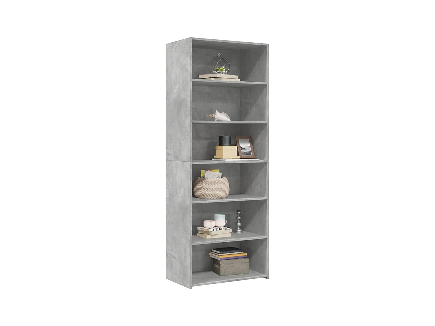 Credenza alta grigio cemento 70x41x185 cm in legno ingegnerizzato