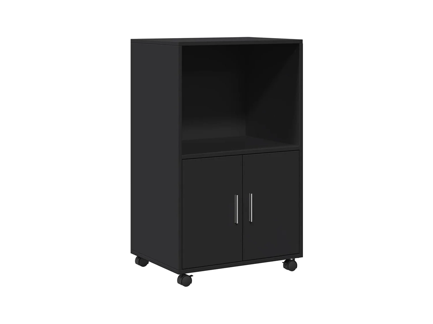 Armoire à roulettes noir 55x40x91 cm bois d'ingénierie