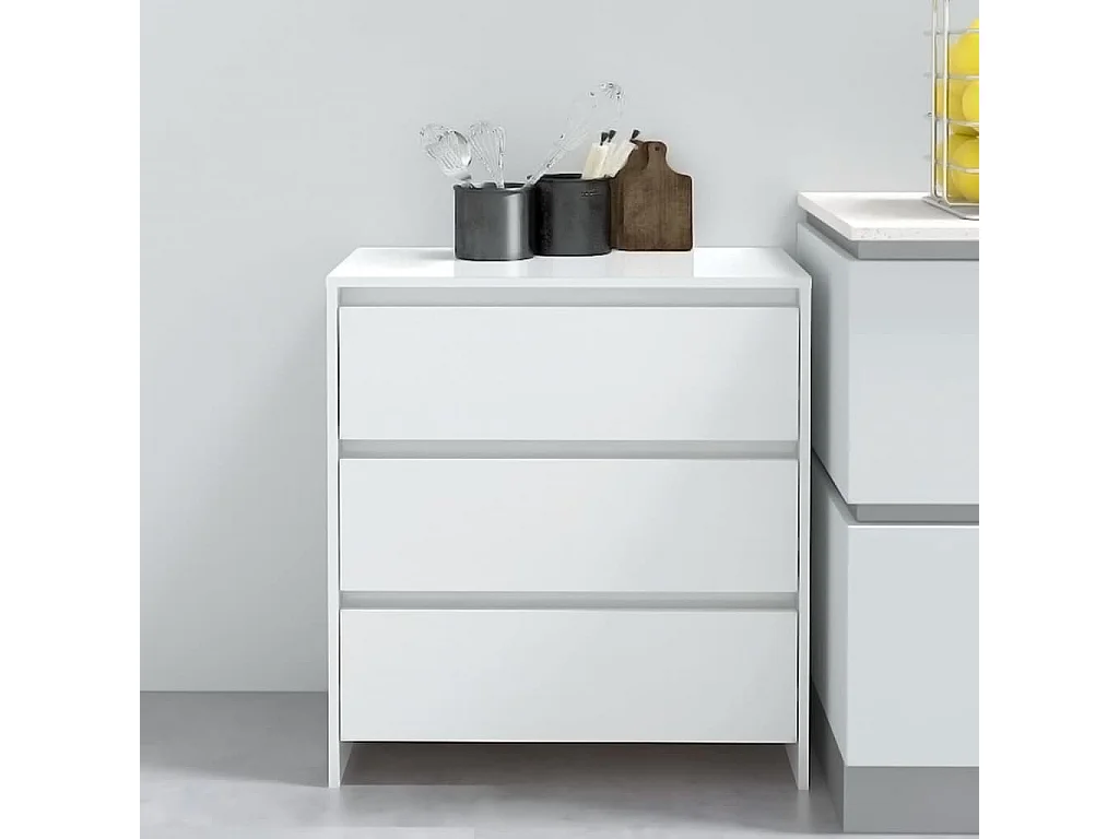 Buffet Blanc brillant 70x41x75 cm Bois d'ingénierie