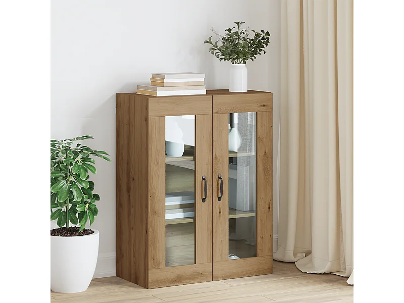 Mobiletto pensile con ripiano a parete con contenitore con anta Marrone 69,5 x 34 x 90 cm