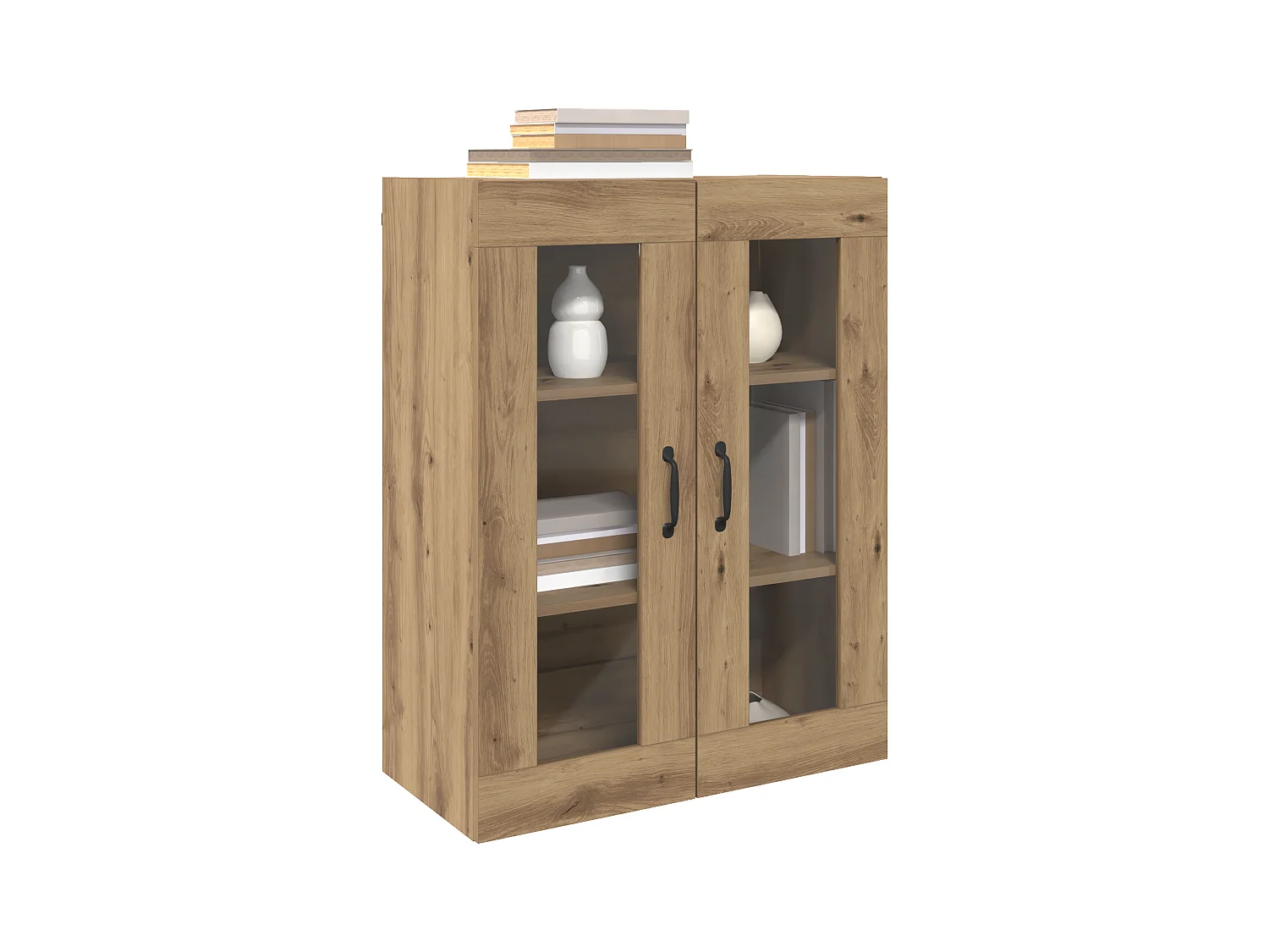 Mobiletto pensile con ripiano a parete con contenitore con anta Marrone 69,5 x 34 x 90 cm