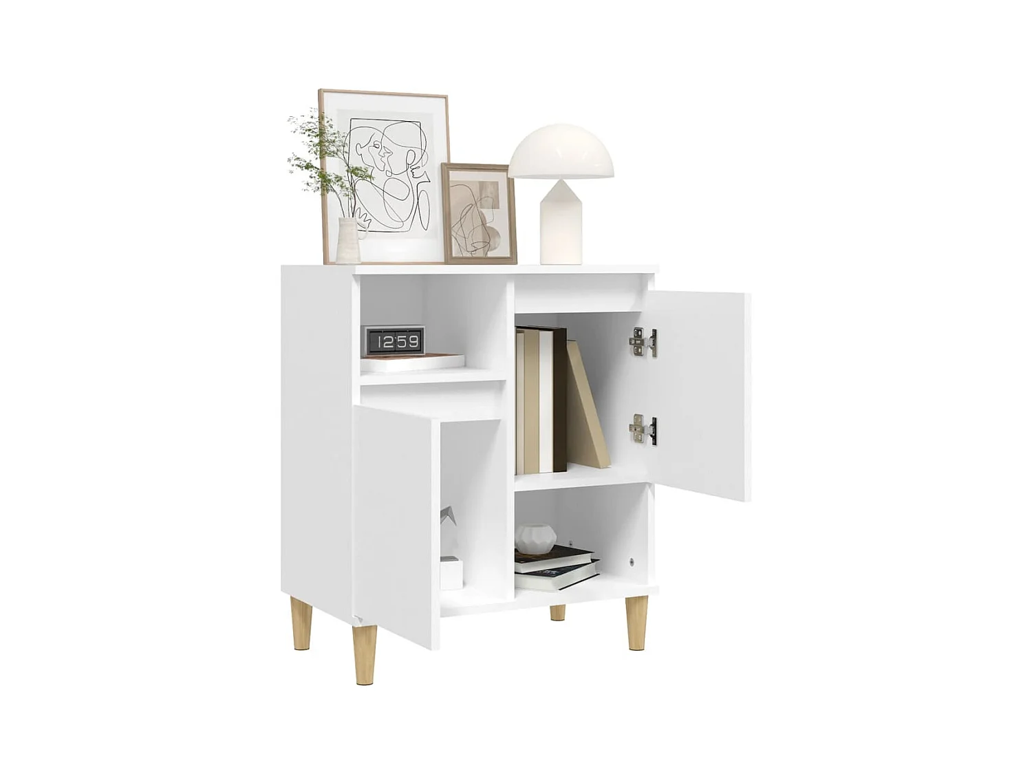 Credenza bianca 60x35x70 cm in legno ingegnerizzato