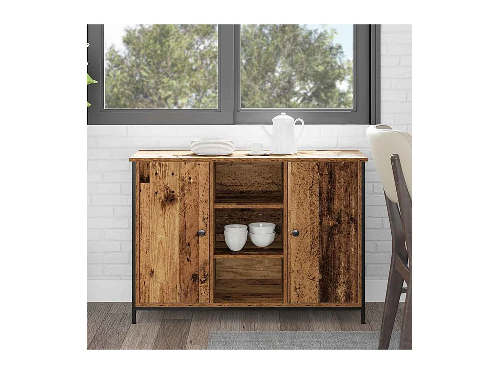 Buffet en bois ancien 100x35x70 cm en bois d'ingénierie et acier