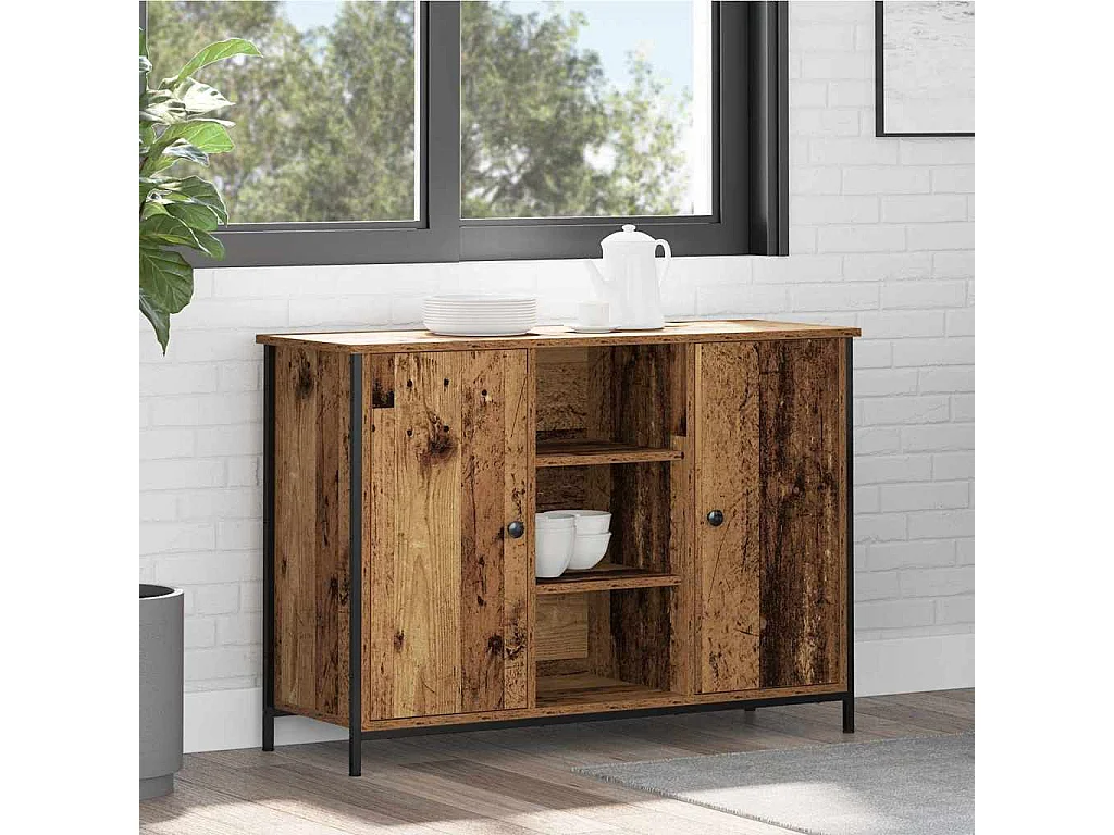 Buffet en bois ancien 100x35x70 cm en bois d'ingénierie et acier