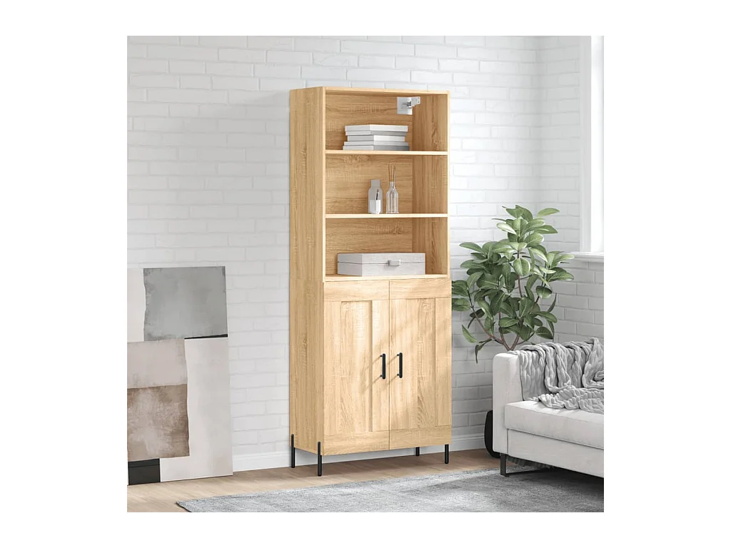 Credenza alta in rovere Sonoma 69,5x34x180 cm Legno ingegnerizzato
