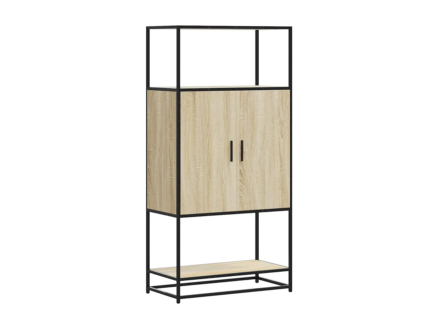 Credenza alta in rovere Sonoma 68x35x139 cm in legno ingegnerizzato e metallo