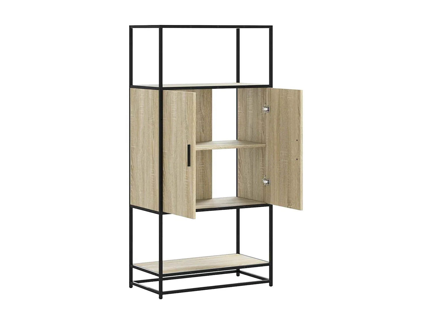 Credenza alta in rovere Sonoma 68x35x139 cm in legno ingegnerizzato e metallo