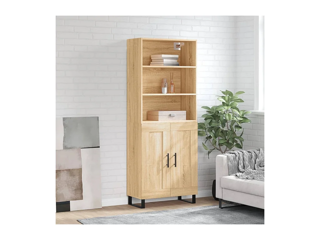 Hohes Sideboard Sonoma Eiche 69,5x34x180 cm Holzwerkstoff