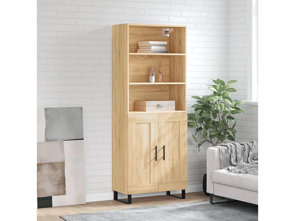 Hohes Sideboard Sonoma Eiche 69,5x34x180 cm Holzwerkstoff