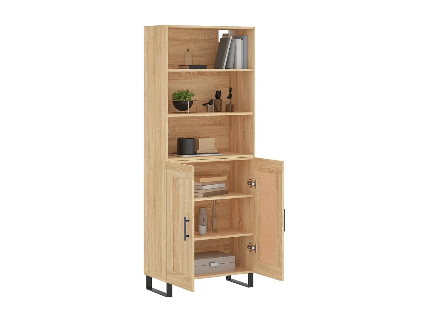 Hohes Sideboard Sonoma Eiche 69,5x34x180 cm Holzwerkstoff