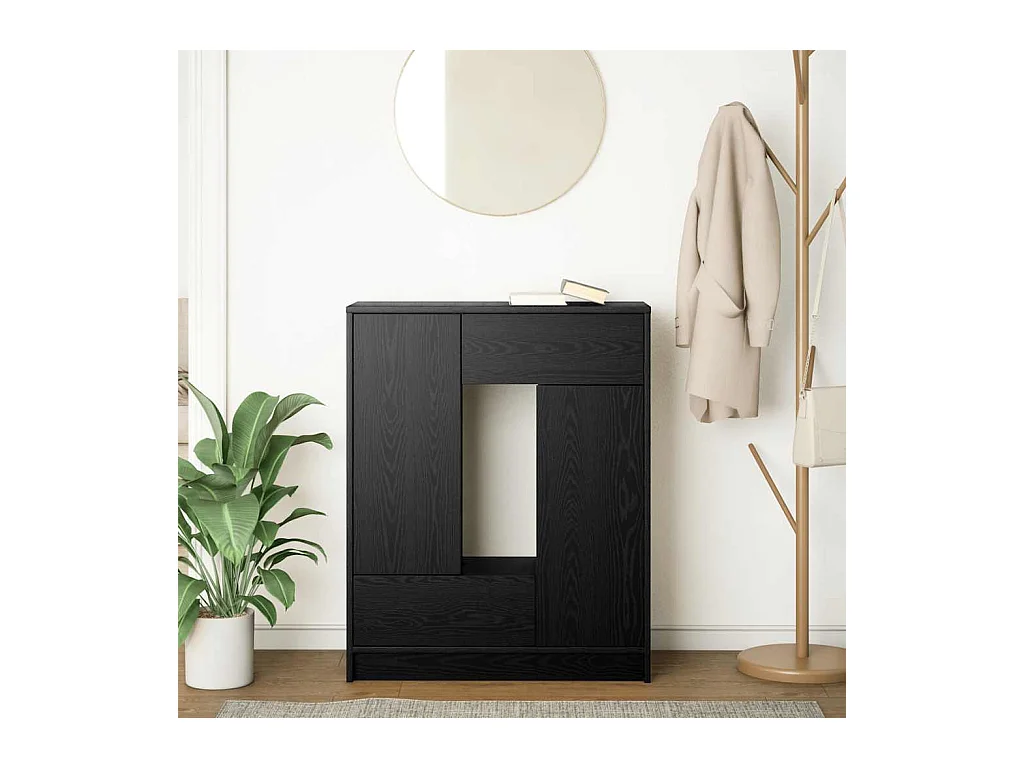 Sideboard mit Schubladen und Türen Eiche schwarz 73x31x90 cm