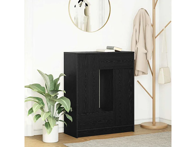 Buffet avec tiroirs et portes chêne noir 73x31x90 cm