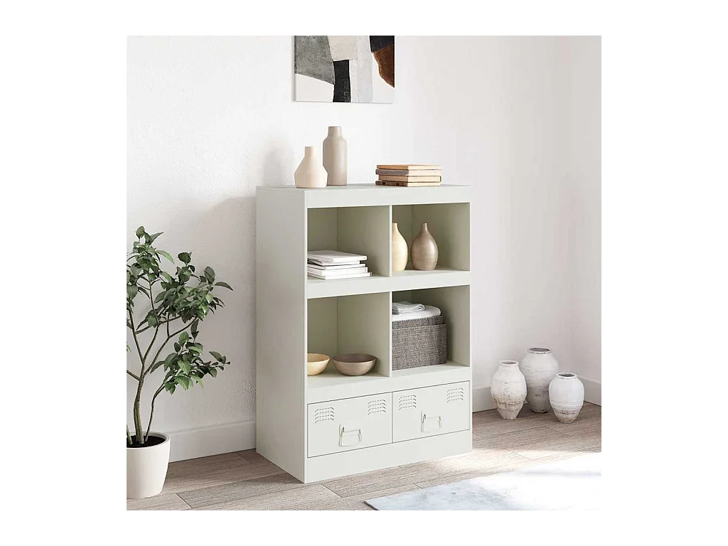 Buffet haut blanc 67x39x95 cm acier