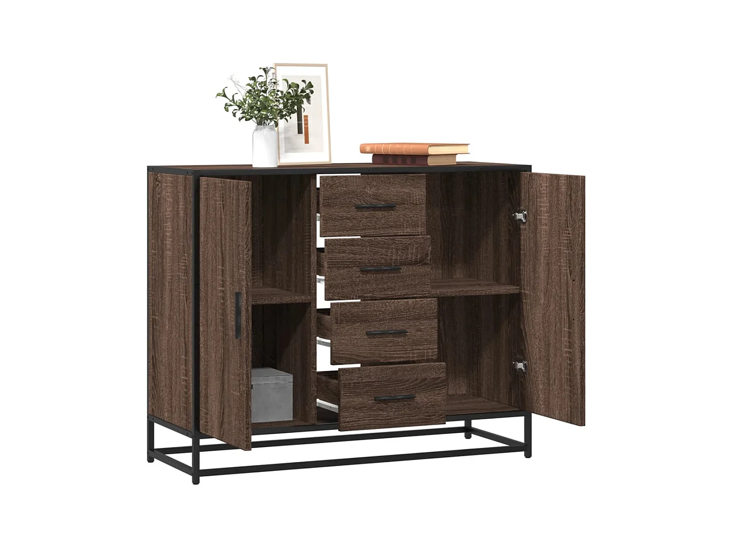 Buffet chêne marron 92x35x76 cm Bois d'ingénierie