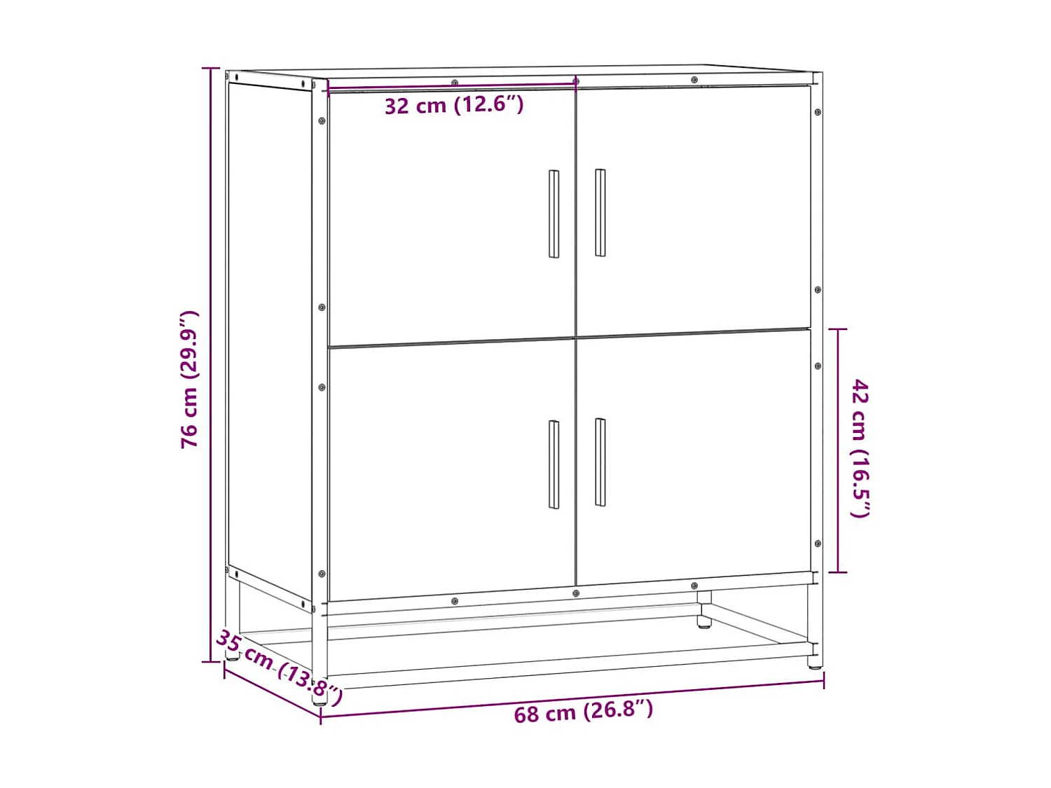 Buffet chêne sonoma 68x35x76 cm bois d'ingénierie