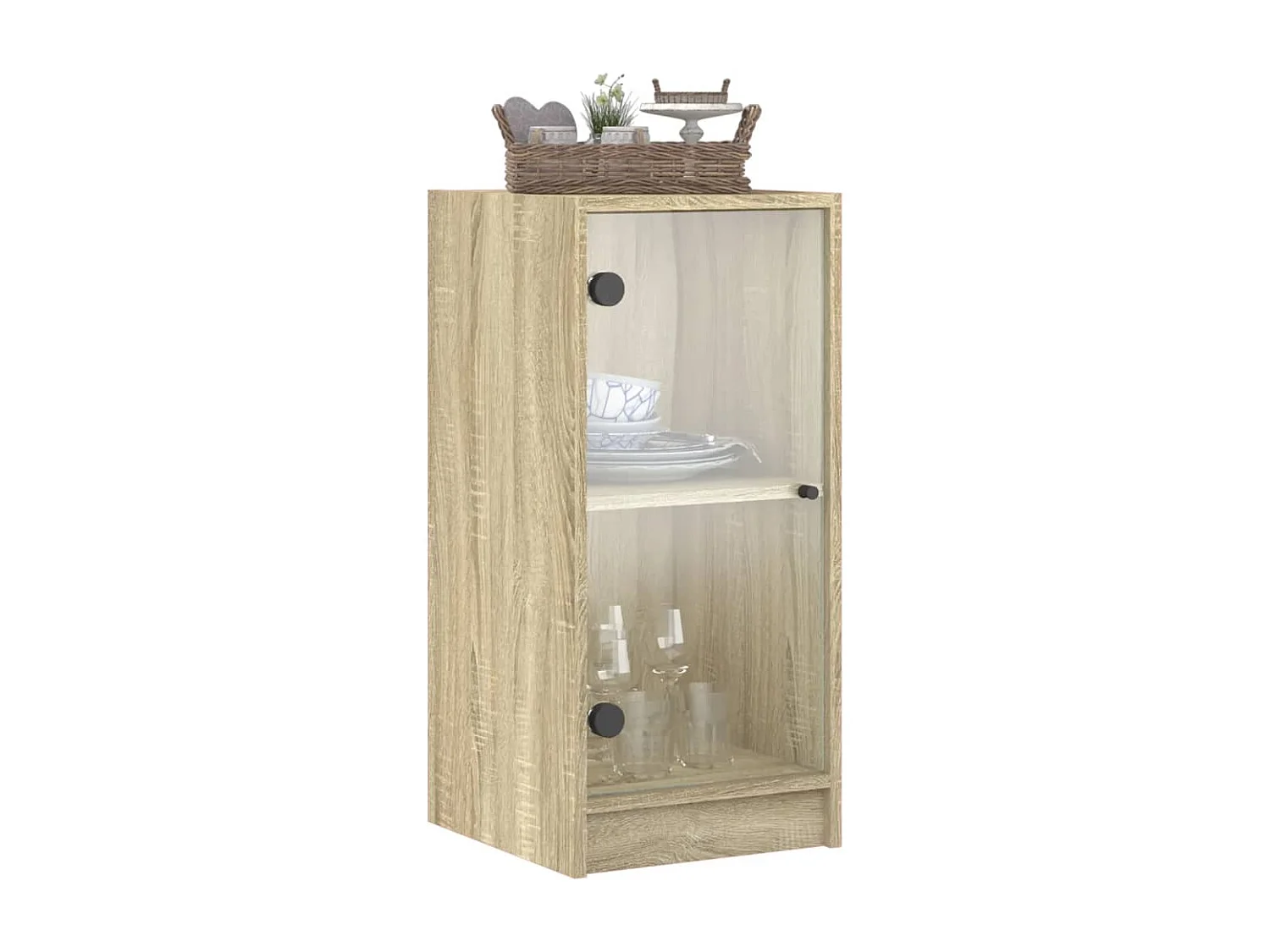 Armoire latérale avec portes en verre chêne sonoma 35x37x75,5cm