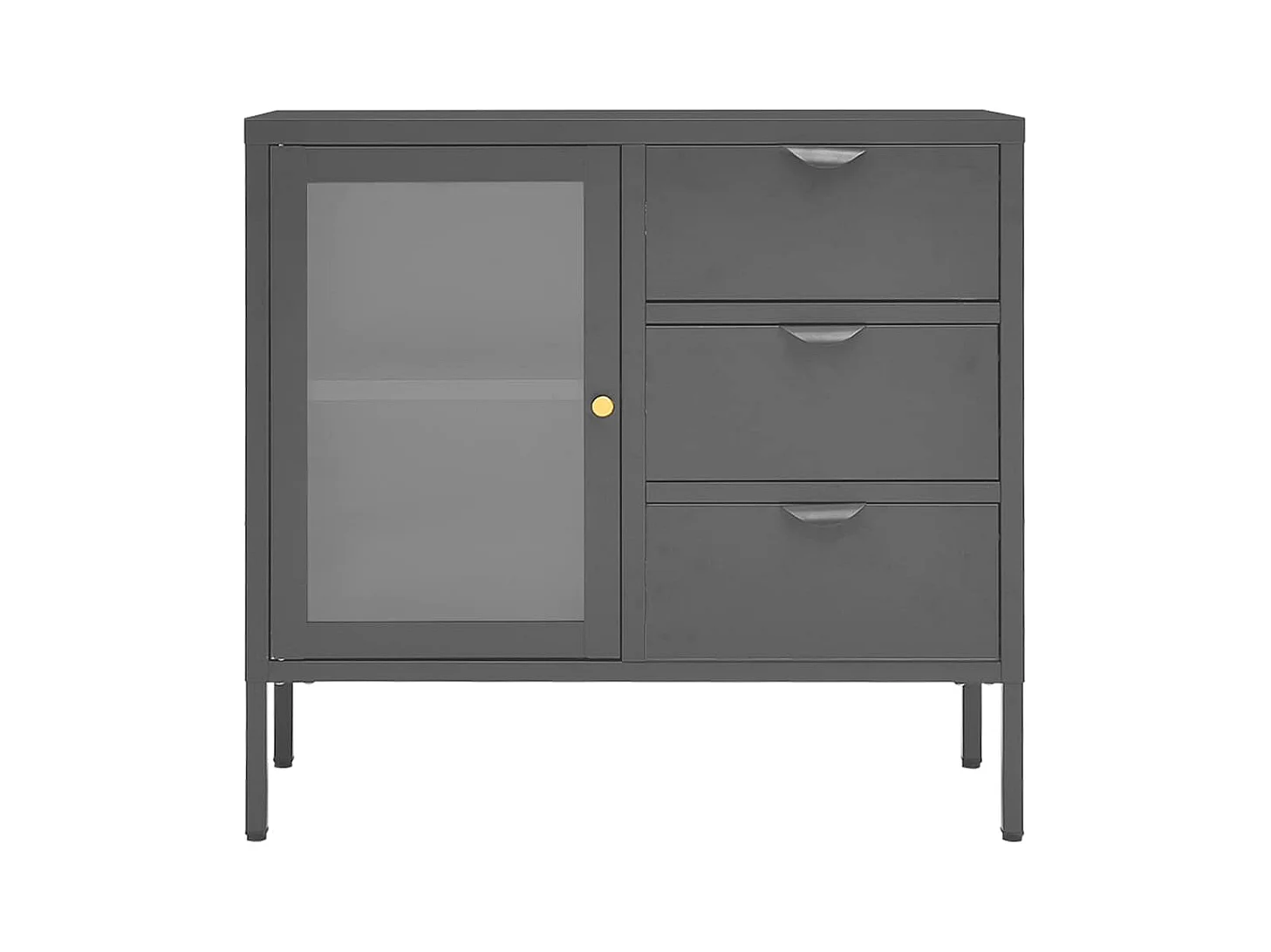 Buffet Anthracite 75x35x70 cm Acier et verre trempé