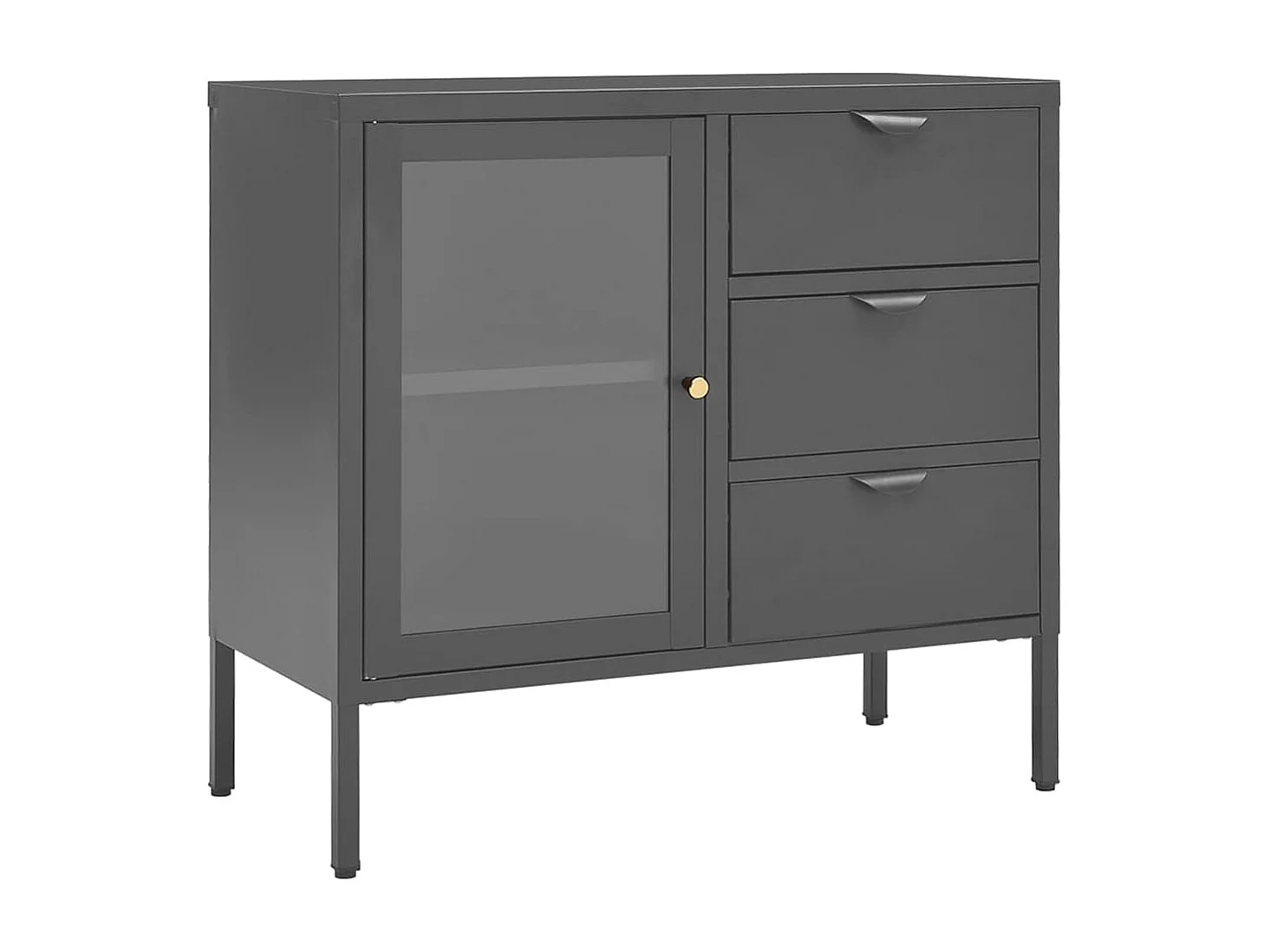 Anthrazit Sideboard 75x35x70 cm Stahl und gehärtetes Glas