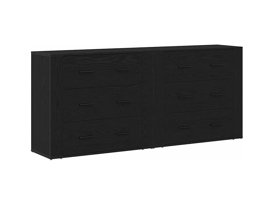 Buffets 2 pcs Chêne Noir Bois d'ingénierie