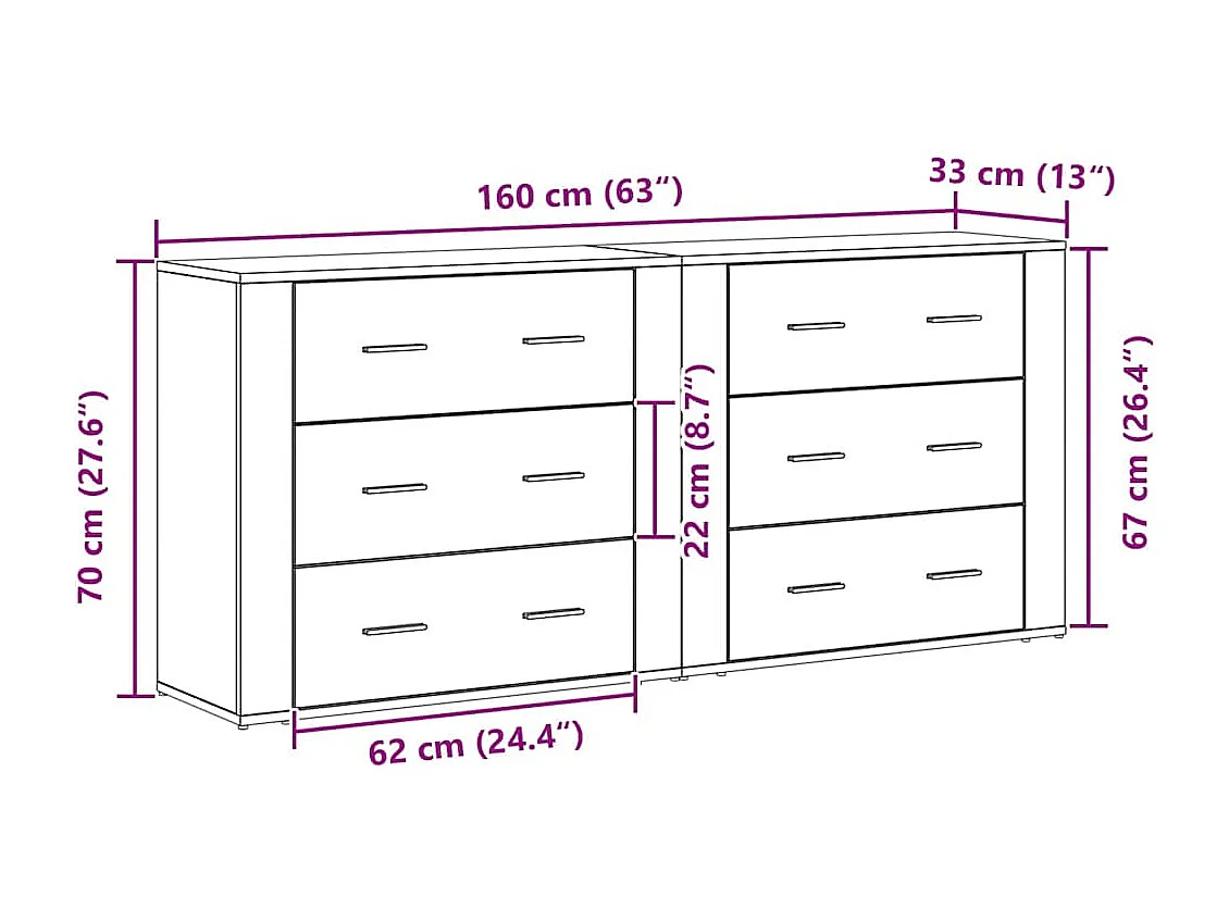 stuks Sideboards Zwart Eikenhout