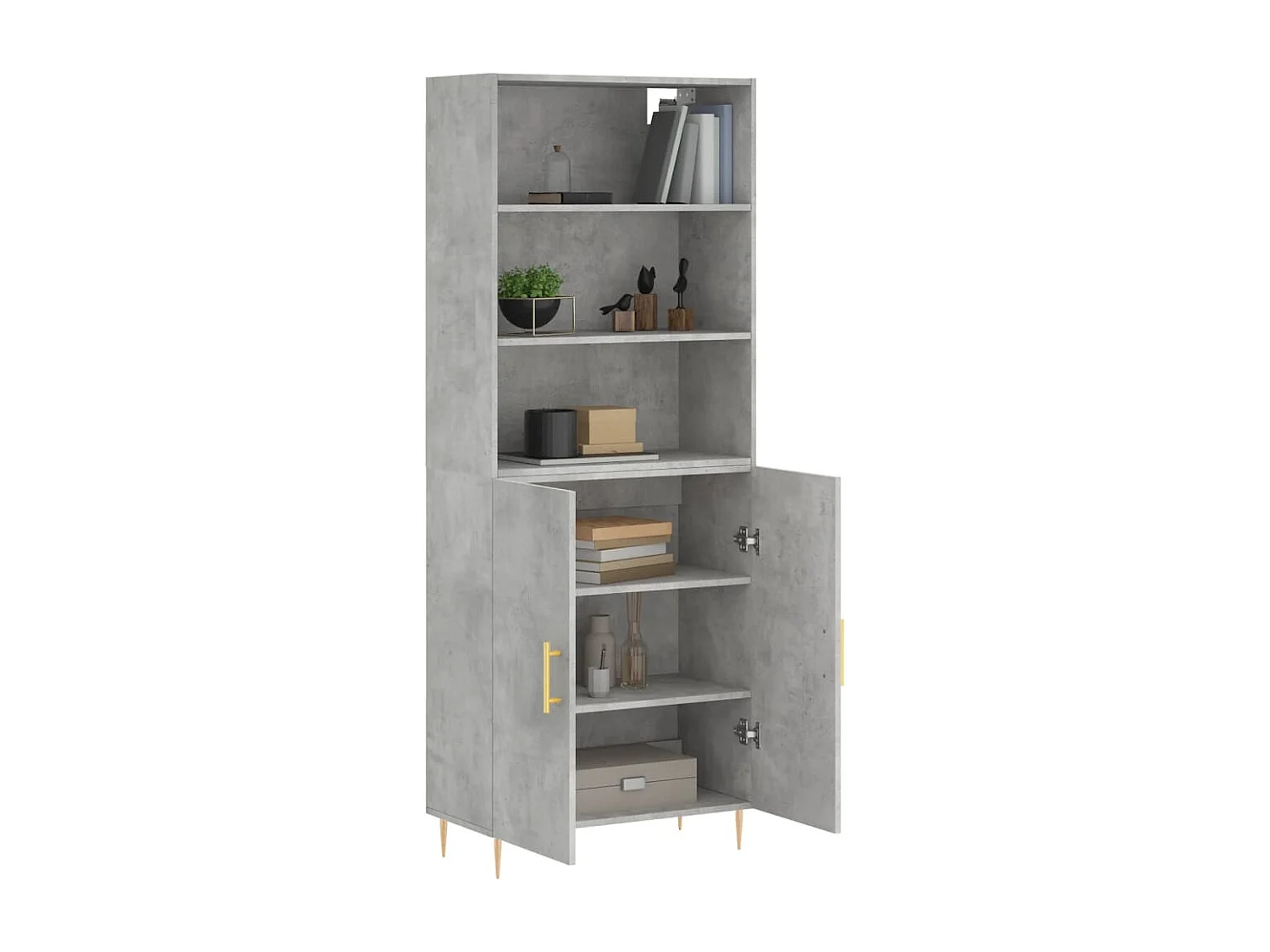 Buffet haut Gris béton 69,5x34x180 cm Bois d'ingénierie