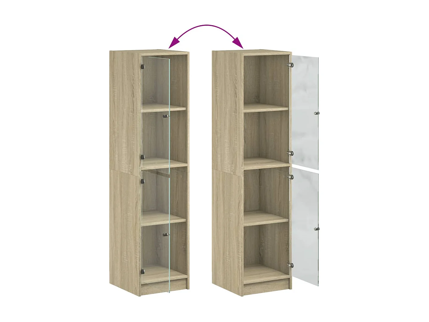 Buffet avec portes en verre chêne sonoma 35x37x142 cm