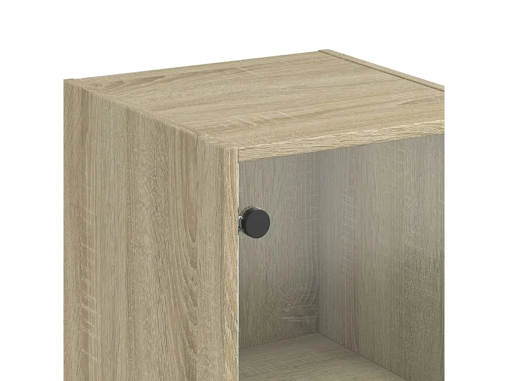 Buffet avec portes en verre chêne sonoma 35x37x142 cm