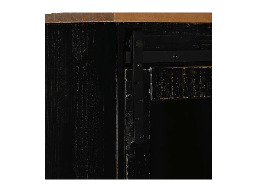 Buffet HALDEN porte coulissante noir 80x40x80 cm bois massif