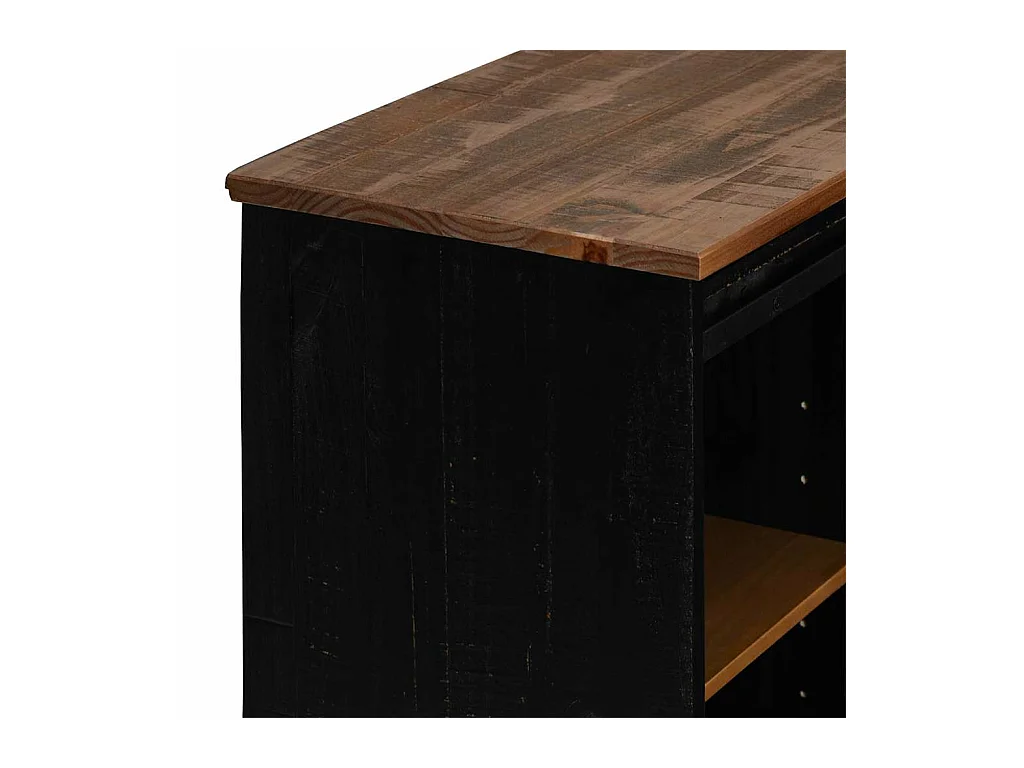 Buffet HALDEN porte coulissante noir 80x40x80 cm bois massif