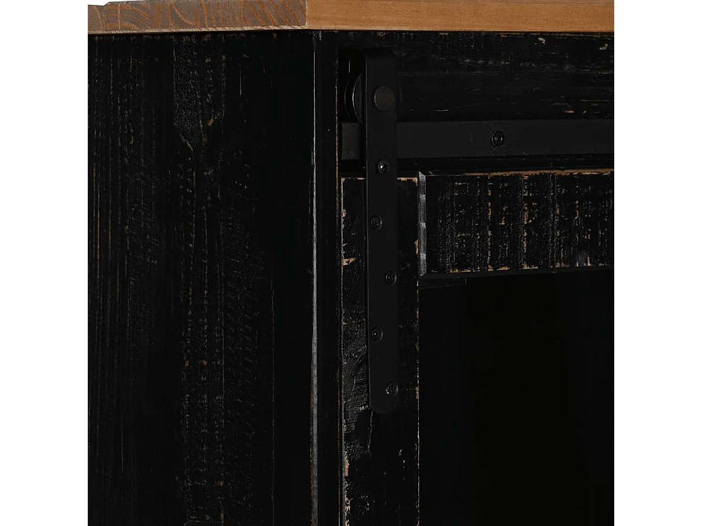 Buffet HALDEN porte coulissante noir 80x40x80 cm bois massif