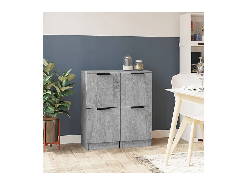 Buffets 2 pcs Sonoma gris 30x30x70 cm Bois d'ingénierie