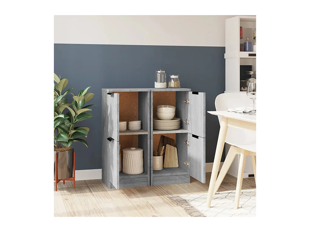 Buffets 2 pcs Sonoma gris 30x30x70 cm Bois d'ingénierie