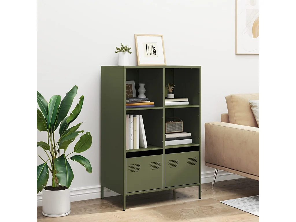 Buffet haut vert olive 68x39x103,5 cm acier