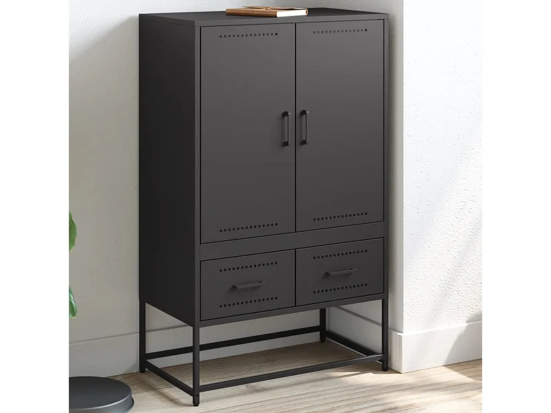 Buffet haut noir 68x39x111,5 cm acier