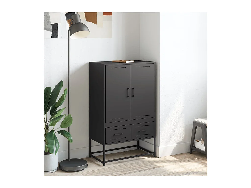 Buffet haut noir 68x39x111,5 cm acier