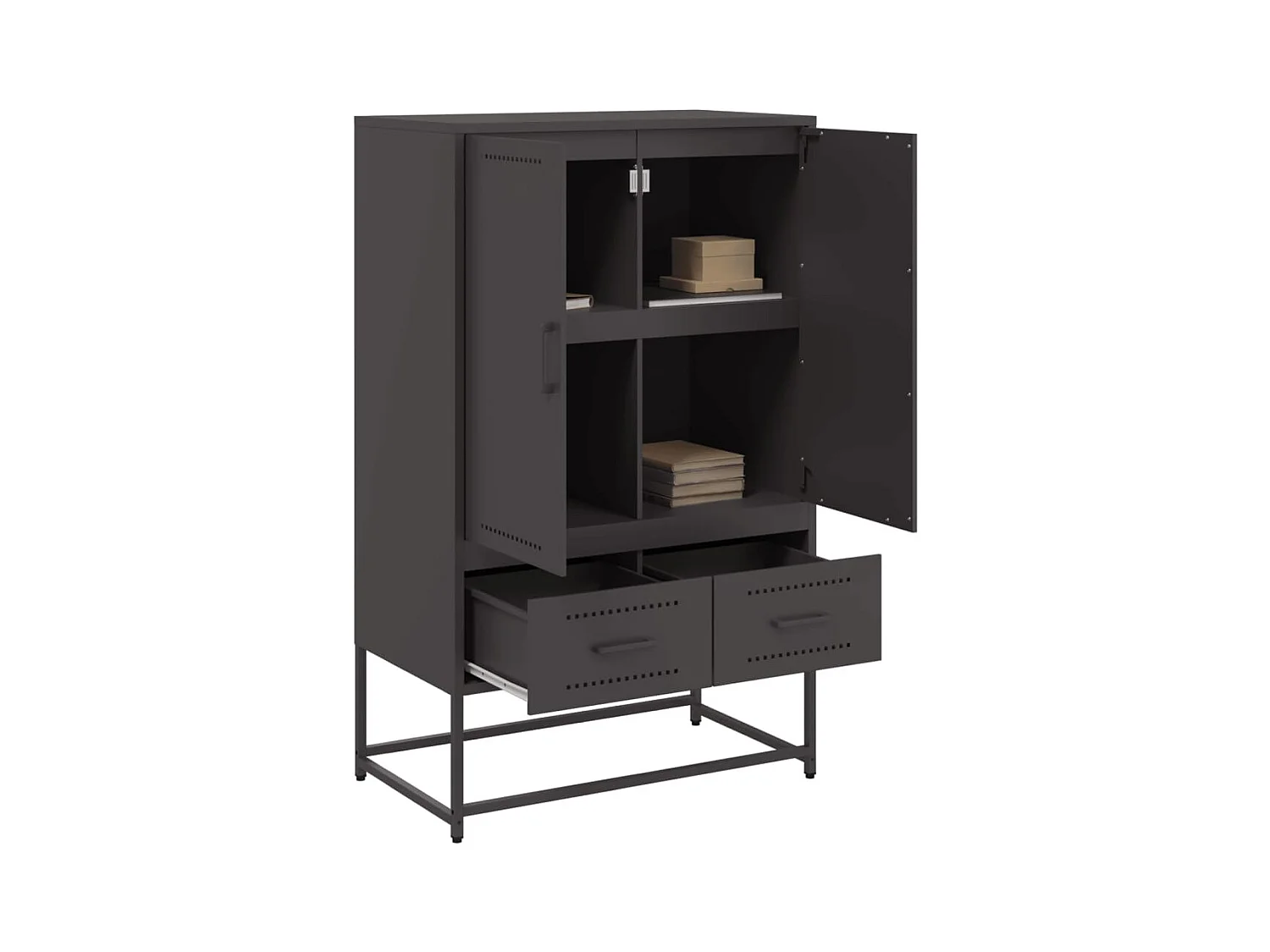 Buffet haut noir 68x39x111,5 cm acier