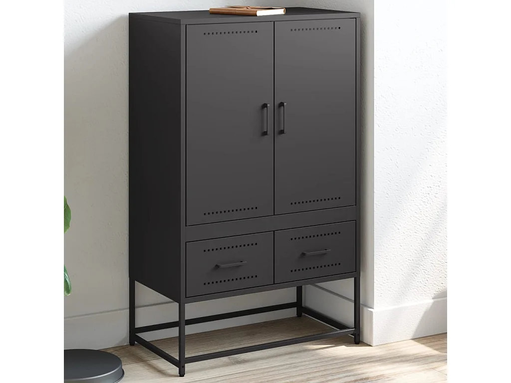Buffet haut noir 68x39x111,5 cm acier