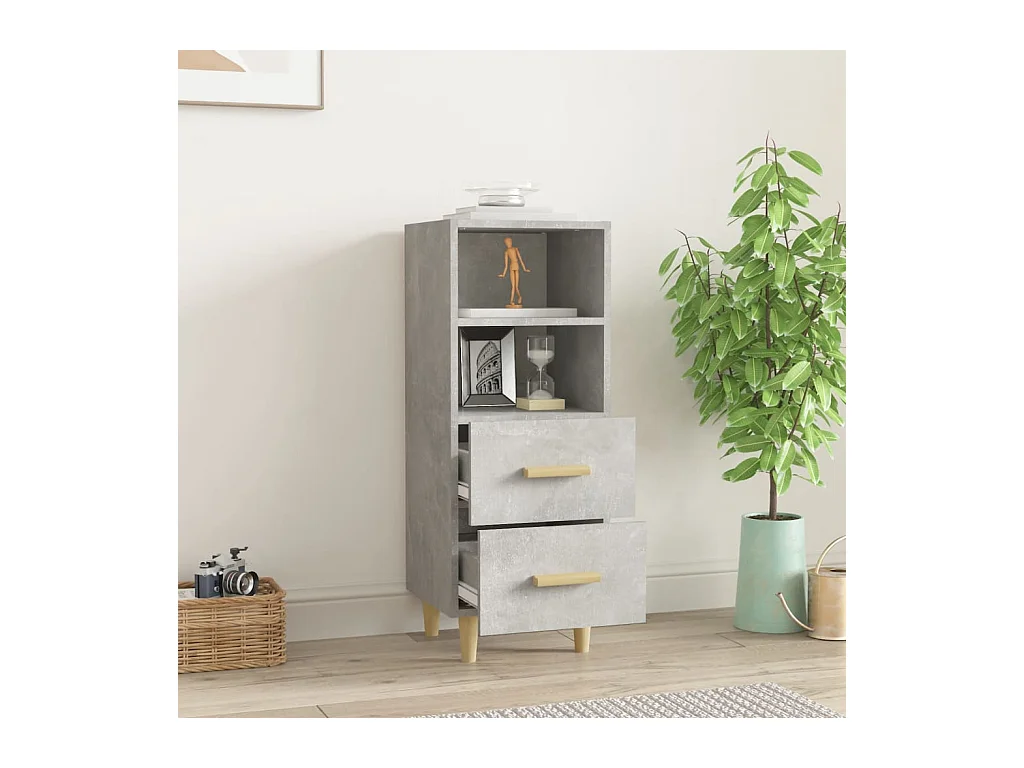 Credenza grigio cemento 34,5x34x90 cm in legno ingegnerizzato