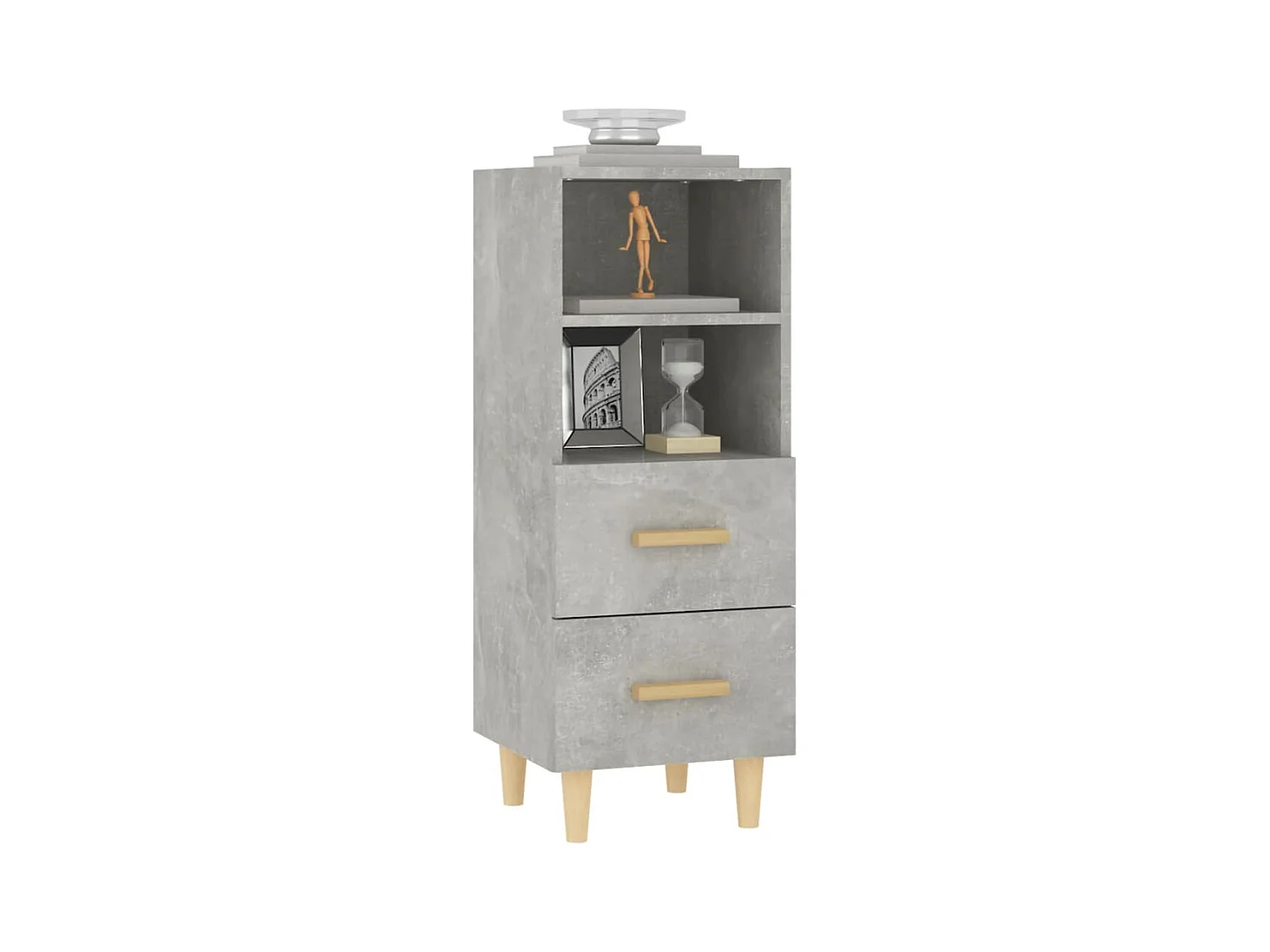 Credenza grigio cemento 34,5x34x90 cm in legno ingegnerizzato
